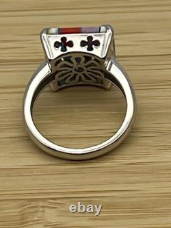 Ring Floral Alan K. Multicolor Murano Glass Sterling Silver Ring, Sz 7