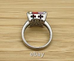 Ring Floral Alan K. Multicolor Murano Glass Sterling Silver Ring, Sz 7
