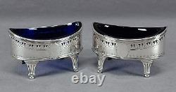 Robert Hennell I London Neoclassical Sterling Silver & Cobalt Glass Salts C. 1790