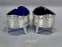 Robert Hennell I London Neoclassical Sterling Silver & Cobalt Glass Salts C. 1790