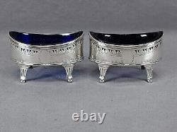 Robert Hennell I London Neoclassical Sterling Silver & Cobalt Glass Salts C. 1790