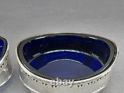 Robert Hennell I London Neoclassical Sterling Silver & Cobalt Glass Salts C. 1790