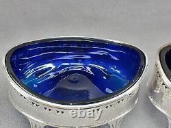 Robert Hennell I London Neoclassical Sterling Silver & Cobalt Glass Salts C. 1790