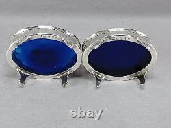 Robert Hennell I London Neoclassical Sterling Silver & Cobalt Glass Salts C. 1790