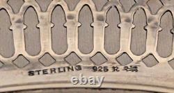 Roden Bros Sterling Silver Pierced Rim & Cut Glass Plate FLORAL THISTLES 9