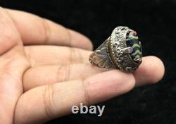 Roman Ancient Mosaic Gabri Glass Solid Silver Unique Beautiful Ring