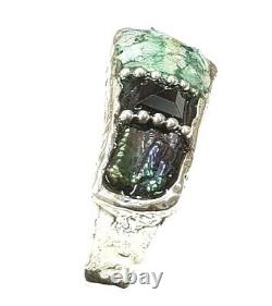 Roman Glass Gemstone Garnet Ring Silver925 Antique Fragment 200 BC Patina Size8