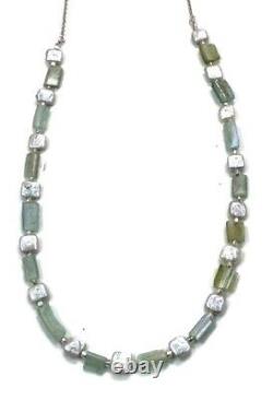 Roman Glass Necklace Sterling Silver 925 Authentic Fragments 200 B. C White P