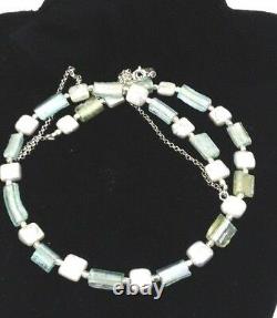 Roman Glass Necklace Sterling Silver 925 Authentic Fragments 200 B. C White P