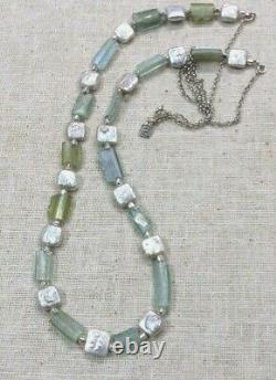 Roman Glass Necklace Sterling Silver 925 Authentic Fragments 200 B. C White P