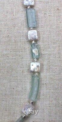 Roman Glass Necklace Sterling Silver 925 Authentic Fragments 200 B. C White P
