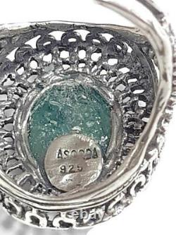 Roman Glass Ring Filigree Silver 925 Size9 Antique Ancient Fragment 200 B. C