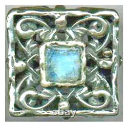 Roman Glass Ring Silver 925 Ancient Fragment 200 B. C Bluish Patina Size9