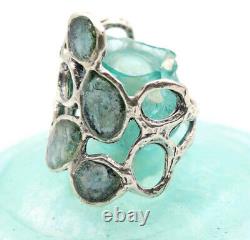 Roman Glass Ring Sterling Silver 925 Antique Greenish Fragments 200 BC Size9