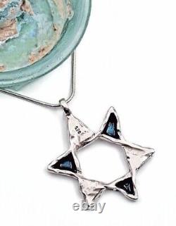 Roman Glass Star Of David Sterling Silver 925 Pendent Ancient Fragment 200 B. C