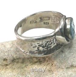 Roman Glass Sterling Silver925 Ring Antique Fragment 200 BC Bluish Patina Size8