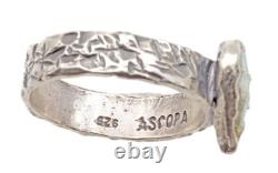 Roman Glass Sterling Silver 925 Heart Ring Ancient Bluish Fragment 200 B. C Size7