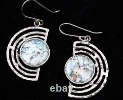 Roman Glass Sterling Silver 925 Hook Earrings Ancient Authentic Fragment 200 B. C