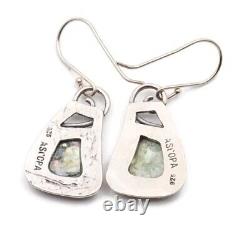 Roman Glass Sterling Silver 925 Hook Earrings Ancient Authentic Fragments 200 BC