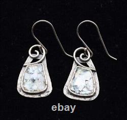 Roman Glass Sterling Silver 925 Hook Earrings Ancient Authentic Fragments 200 BC