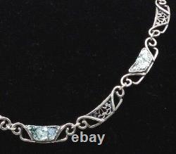 Roman Glass Sterling Silver 925 Necklace Antique Roman Glass Fragments 200 B. C