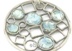 Roman Glass Sterling Silver 925 Pendent Ancient Fragment 200 B. C Bluish Patina