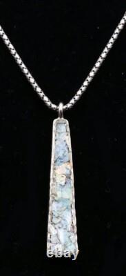 Roman Glass Sterling Silver 925 Pendent Ancient Fragment 200 B. C Bluish Patina