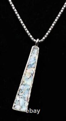 Roman Glass Sterling Silver 925 Pendent Ancient Fragment 200 B. C Bluish Patina