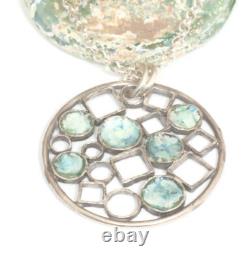Roman Glass Sterling Silver 925 Pendent Ancient Fragment 200 B. C Bluish Patina
