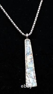 Roman Glass Sterling Silver 925 Pendent Ancient Fragment 200 B. C Bluish Patina
