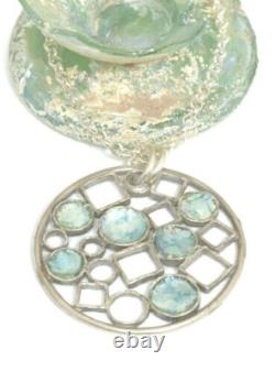 Roman Glass Sterling Silver 925 Pendent Ancient Fragment 200 B. C Bluish Patina