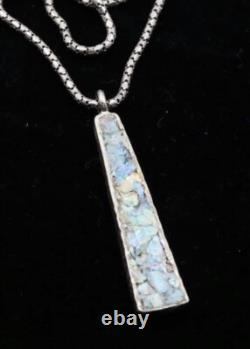 Roman Glass Sterling Silver 925 Pendent Ancient Fragment 200 B. C Bluish Patina