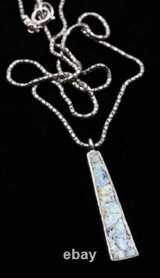 Roman Glass Sterling Silver 925 Pendent Ancient Fragment 200 B. C Bluish Patina