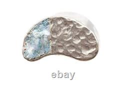 Roman Glass Sterling Silver 925 Ring Ancient Fragment 200 BC Bluish Patina Size9