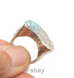 Roman Glass Sterling Silver 925 Ring Ancient Fragment 200 BC Bluish Patina Size9