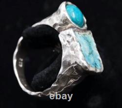 Roman Glass Sterling Silver 925 Ring Ancient Fragment 200 B. C Bluish Patina Si9