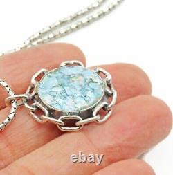 Roman Glass Sterling Silver 925 Round Pendent Ancient Fragment 200 B. C ASCOPA