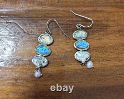 Roman Glass Sterling Silver Earrings 925 Ancient Fragments Roman Glass 200 B. C