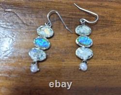 Roman Glass Sterling Silver Earrings 925 Ancient Fragments Roman Glass 200 B. C
