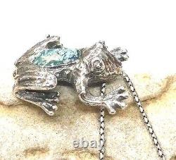 Roman Glass Sterling Silver Frog Pendent 925 Ancient Fragments 200 b. C Israel
