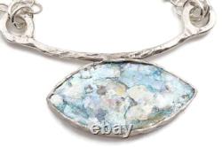 Roman Glass Sterling Silver Pendent Ancient Roman Glass Marquise Fragment 200 BC Roman Glass Sterling Silver Pendent Ancient Roman Glass Marquise Fragment 200 BC
