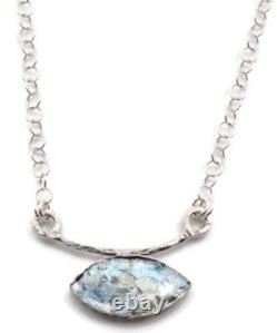 Roman Glass Sterling Silver Pendent Ancient Roman Glass Marquise Fragment 200 BC