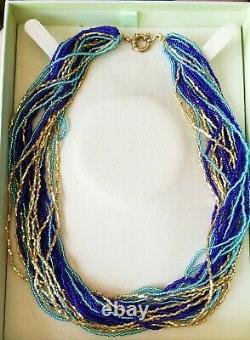 Ross Simon 18k/sterling silver Murano blue Gold beaded multi strand Necklace