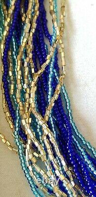 Ross Simon 18k/sterling silver Murano blue Gold beaded multi strand Necklace