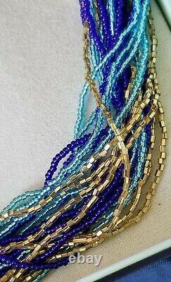 Ross Simon 18k/sterling silver Murano blue Gold beaded multi strand Necklace