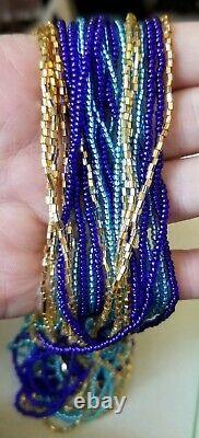 Ross Simon 18k/sterling silver Murano blue Gold beaded multi strand Necklace