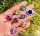 Round Multi Faceted Topaz Glass 925 Sterling Silver Plated Wholesale Lot Rings