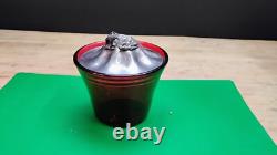Ruby Red Glass Bowl Dish With Sterling Cow Finial Thomas Bradbury Sons 19th Cent