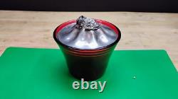 Ruby Red Glass Bowl Dish With Sterling Cow Finial Thomas Bradbury Sons 19th Cent