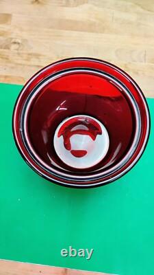 Ruby Red Glass Bowl Dish With Sterling Cow Finial Thomas Bradbury Sons 19th Cent